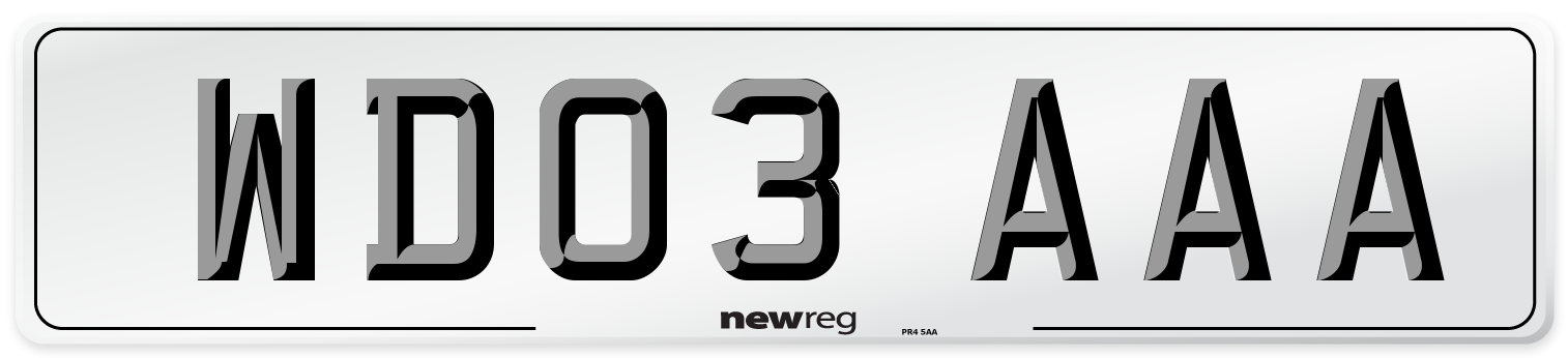 WD03 AAA Number Plate from New Reg